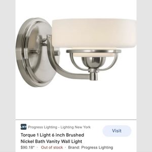 Set of 2 New Brushed Nickel Bathroom Sconce Vanity Lights Progress Lighting